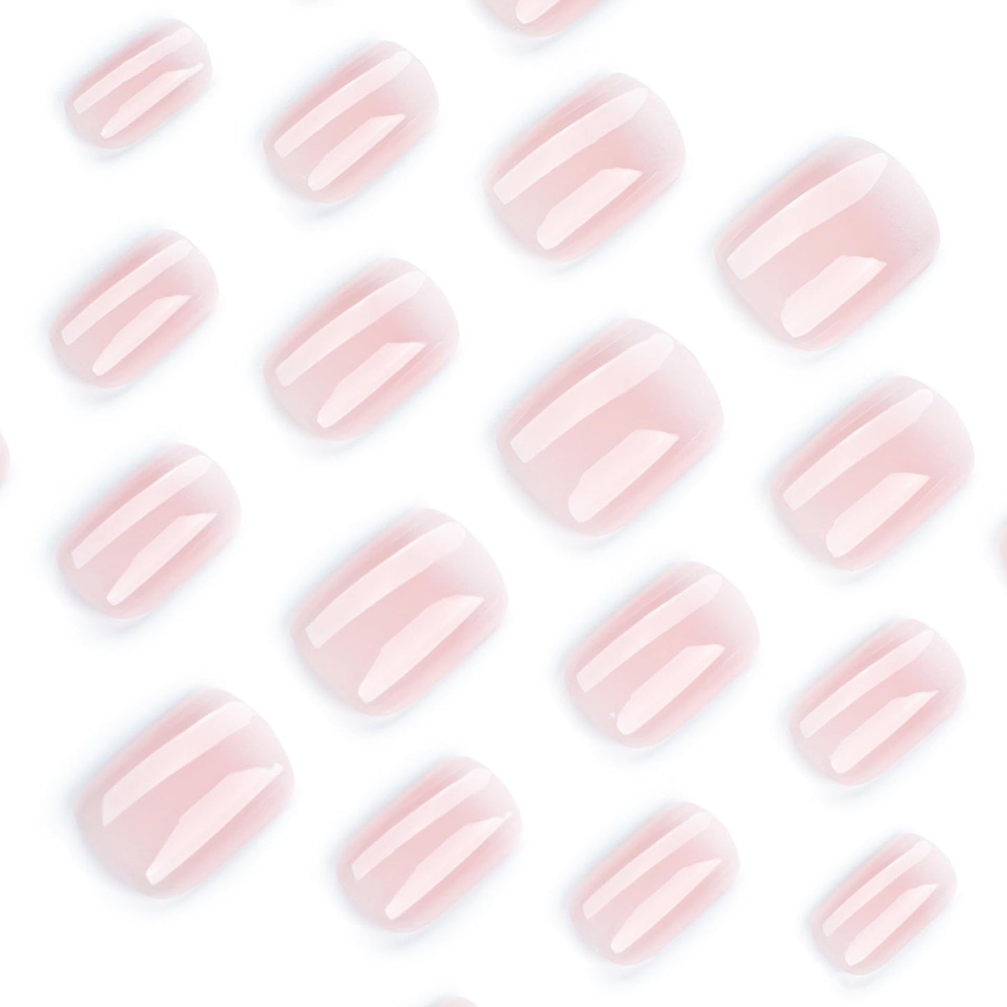 Square Press on Nails Short Ombre Fake Nails Tips Full Cover Nude False Gradient Nails Glossy Glue on Nails for Women and Girls 24Pcs
