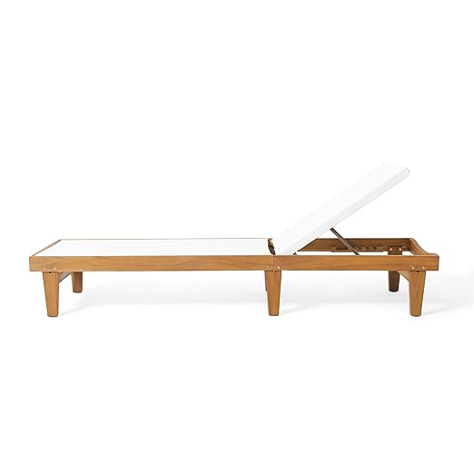 Christopher Knight Home Shiny Outdoor Wood Chaise Lounge (Set of 2), Teak Finish/White Mesh