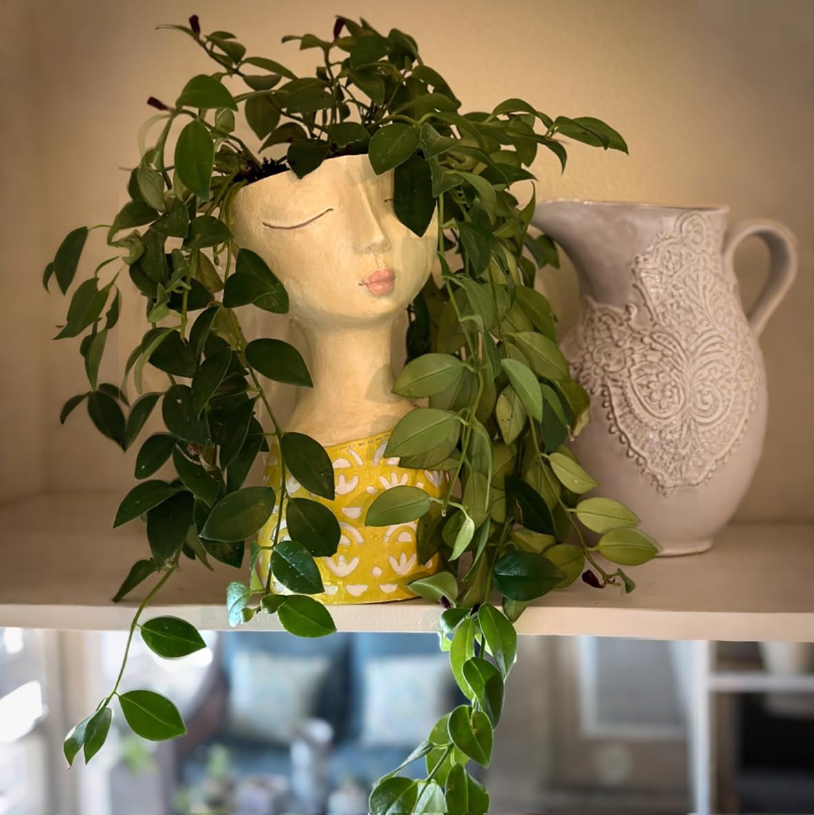 DiliComing Face Planter-Pots for Indoor Plants - 11 Inch Tall Planters for Flowers Head Planter with Drainage for Patio Yard Garden Succulent Pots Garden Decor 6 x 6 x 11 Inch