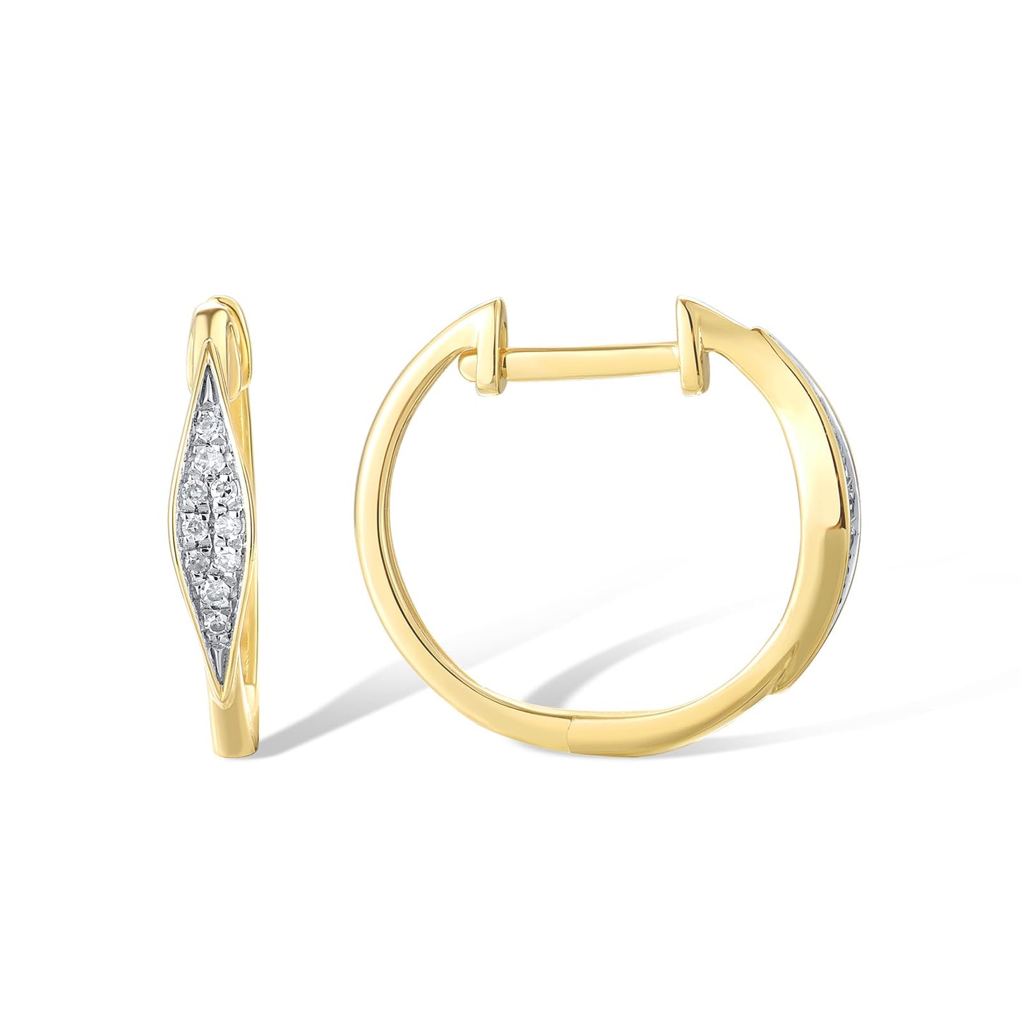 Santuzza 10K Yellow Solid Gold Marquise Shape Earrings Genuine Diamond Simple Huggie Hoop Earrings for Women