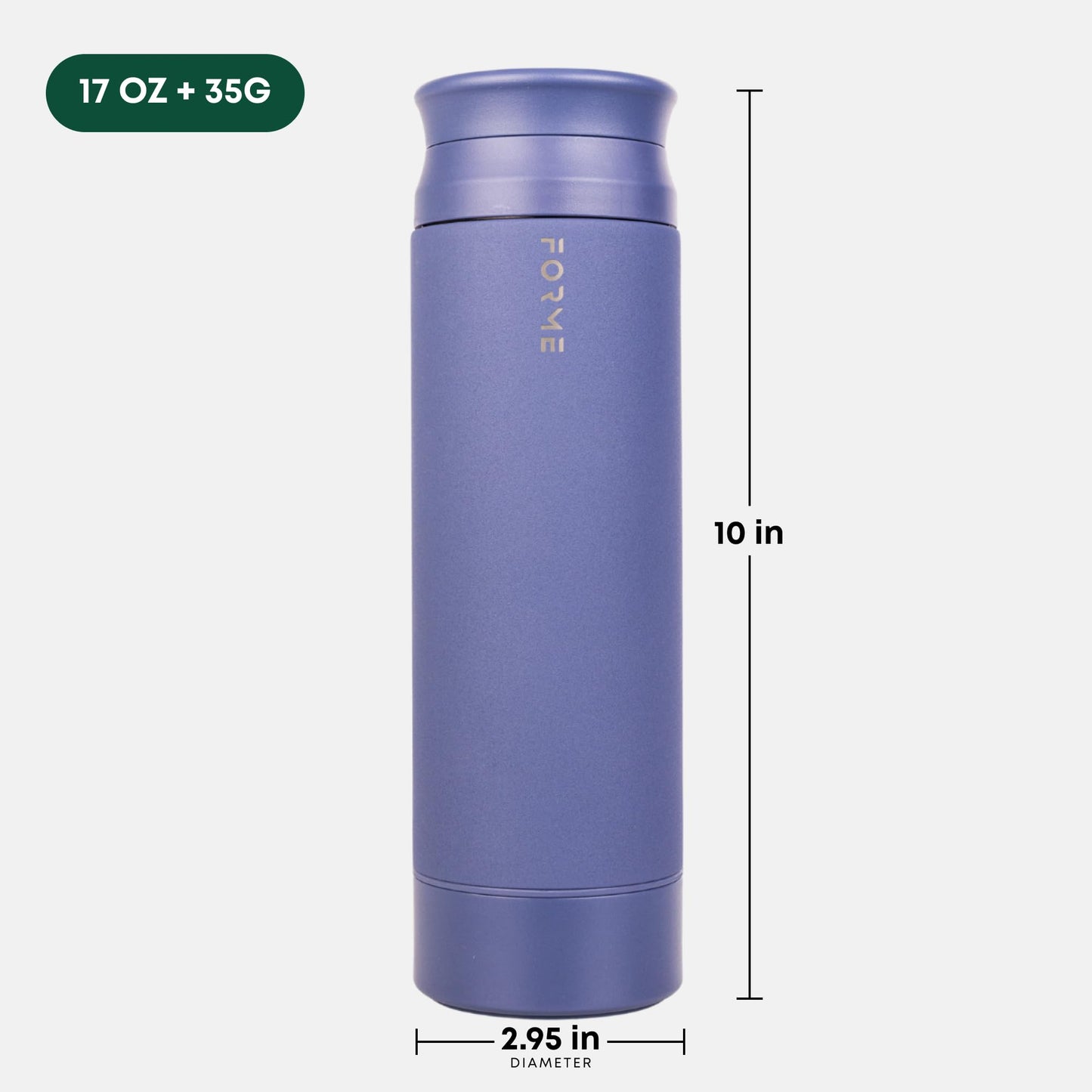 FORME - Blender Shaker Bottle, Leakproof Double Insulated Stainless Steel, Noiseless Shaker Bottle for Hot & Cold Drinks with Supplement Storage, Ideal for Protein & Shakes (Slate Blue, 16.9 ounces)