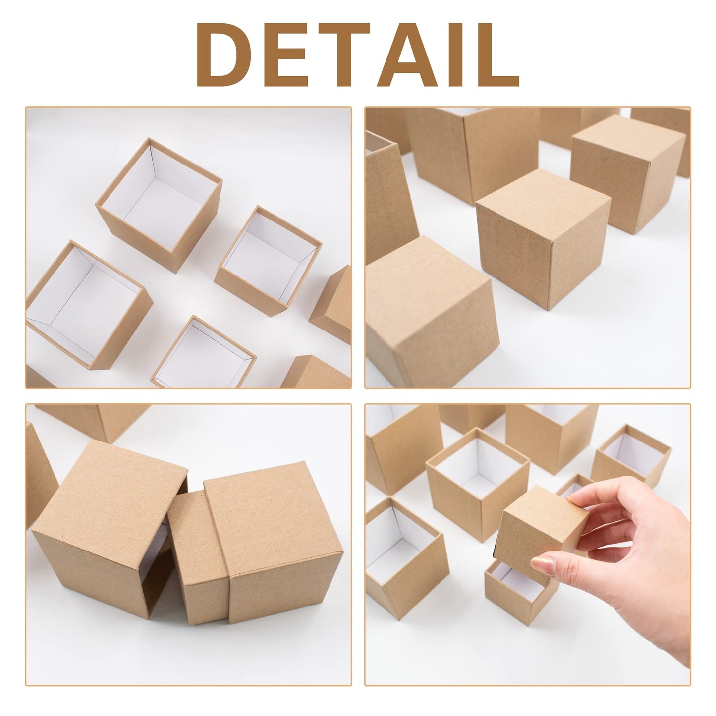 Nesting Gift Boxes Set Prank Gift Boxes Gift Wrap Boxes Surprise Box Small Square Kraft Paper Box Inside Box Gift Set for Christmas Halloween Birthday 10 Cartons No Lids (1.7-3.5 Inch), Brown