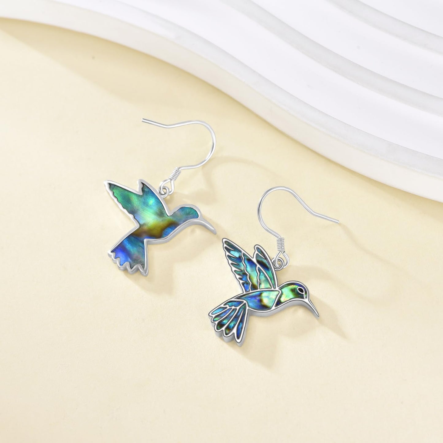 Hummingbird Earrings for Women Sterling Silver Abalone Hummingbird Dangle Earrings Jewelry Gifts for Bird Lovers