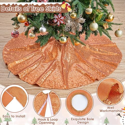 Christmas Tree Skirt Sequence 36 Inch Bronze Satin Sequin Tree Skirts Mats