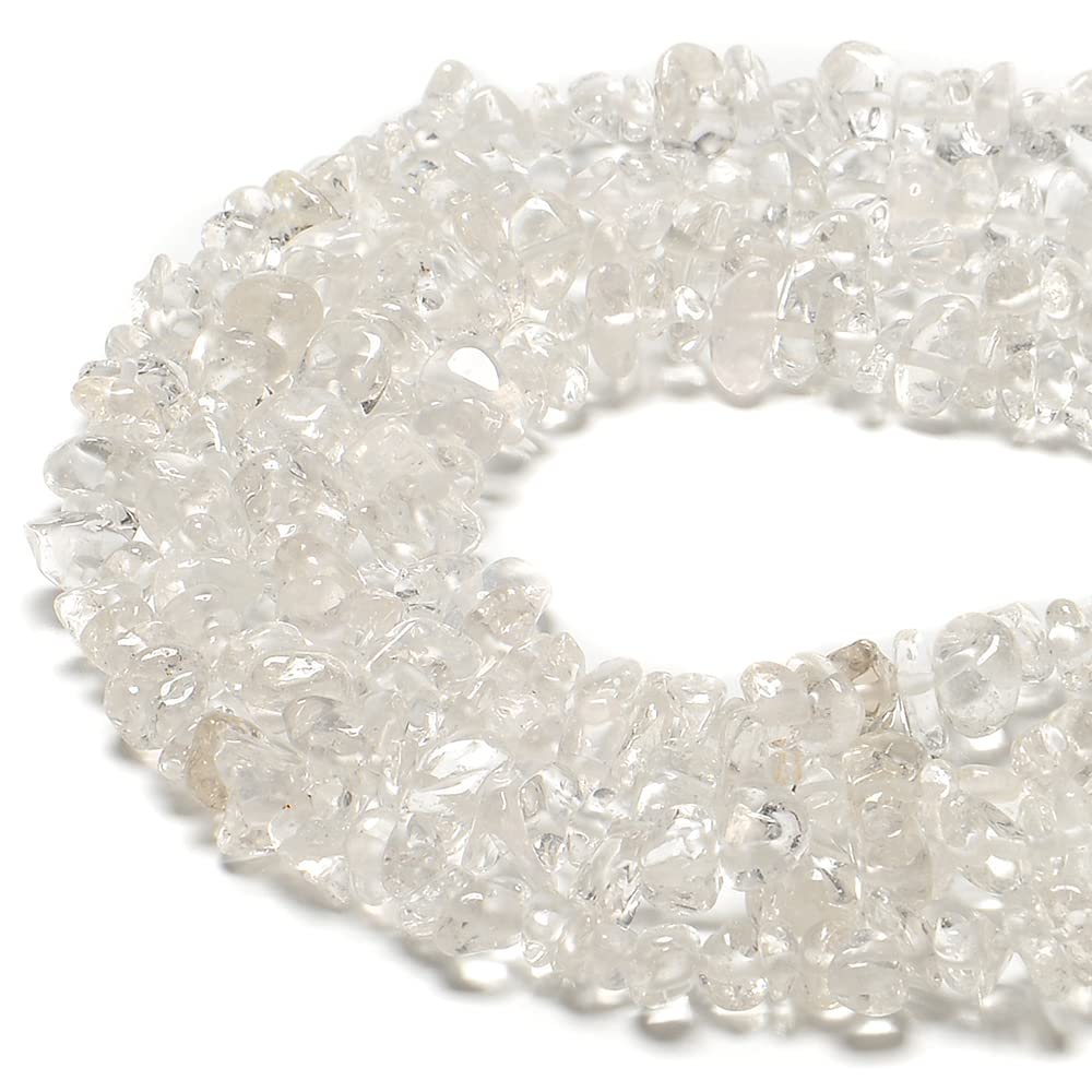 PLTbeads Gemstone Chips Natural Clear Crystal Quartz 3-5mm Healing Crystals Waist Bracelets Necklace Kit Irregular Stone DIY Crafts Design Jewelry Making Approxi 32 inch