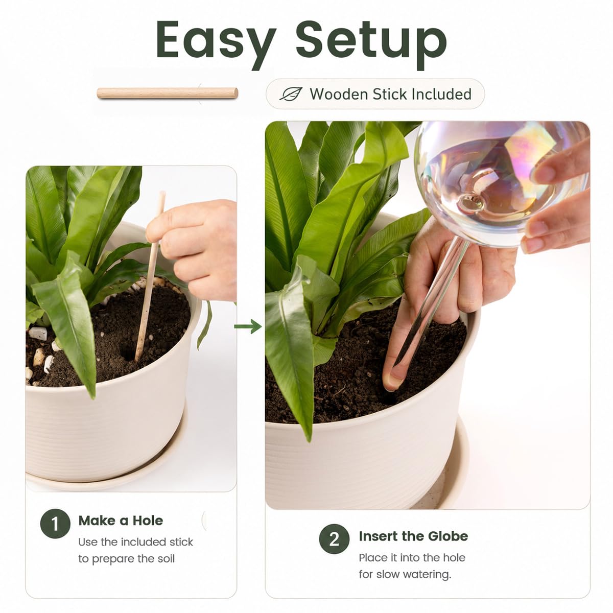 2Pack Iridescent Glass Self Watering Globes for Plants, 14 fl oz Automatic Plant Watering Bulbs Decorative Glass Plant Waterer