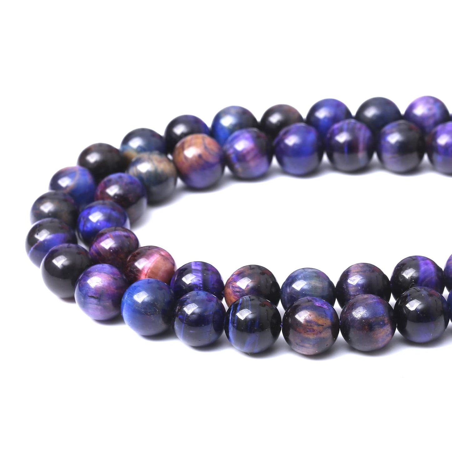 60PCS 6MM AAA Blue Purple Starry Sky Tiger Eye Stone Beads Natural Gemstone Bead Crystal Healing Energy Jewelry Making DIY 15 inches