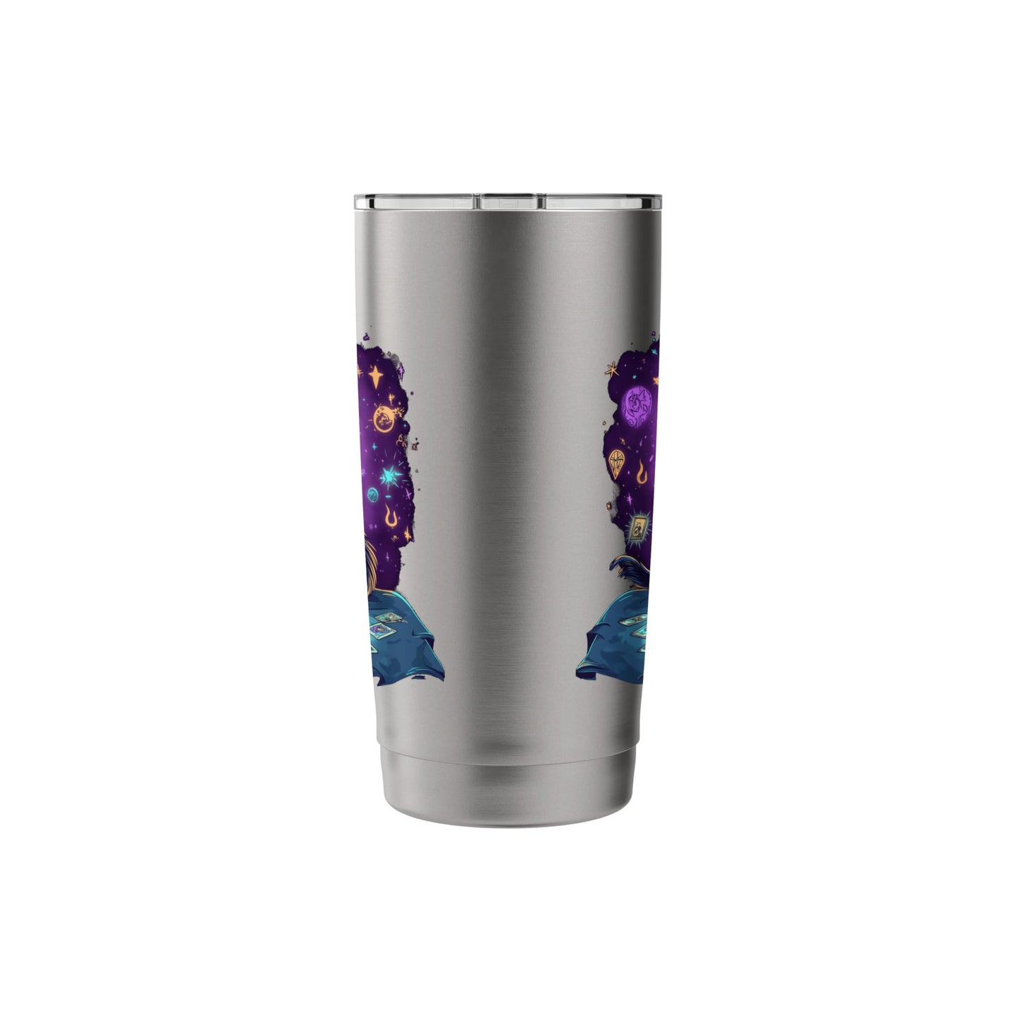 tarot card cat occult skeleton crystals aesthetic Stainless Steel Insulated Tumbler