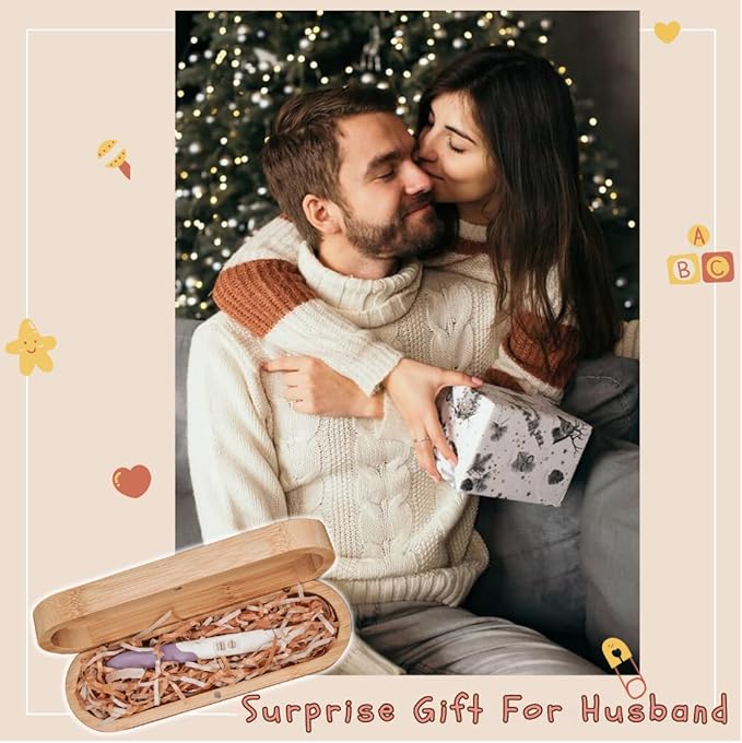 Pregnancy Annoucement,Pregnancy Test Keepsake Box, Baby Reveal to Husband, Surprise Announcement Gift, Bamboo Annoucement Gifts with Raffia, Baby Annoucement Gifts Box