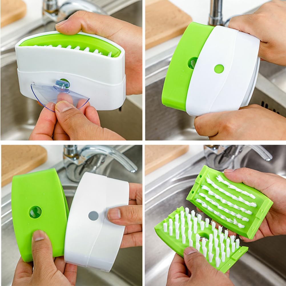 NOLITOY Cutlery Cleaner Brush, 3PCs Suctioned in-Sink Silverware Scrubber, Non-Scratch Bristles, Easily Clean Utensils and Sharp Knives