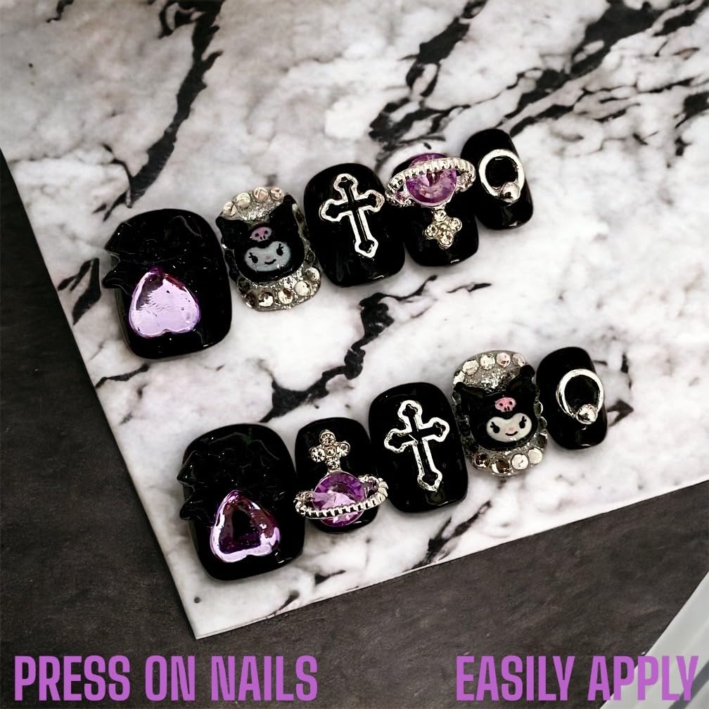 Kawaii Kuromi Pochacco 3D Nail Decal - Anime Press On Nails
