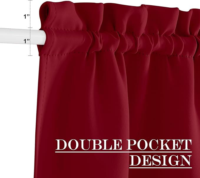 NICETOWN Door Curtains 72 inche Long - French Door Shades for Glass Thermal Insulated Window Christmas Covering for Bedroom, Curtain for Doorway Privacy, 30 inches Wide, Burgundy Red, 1 Panel