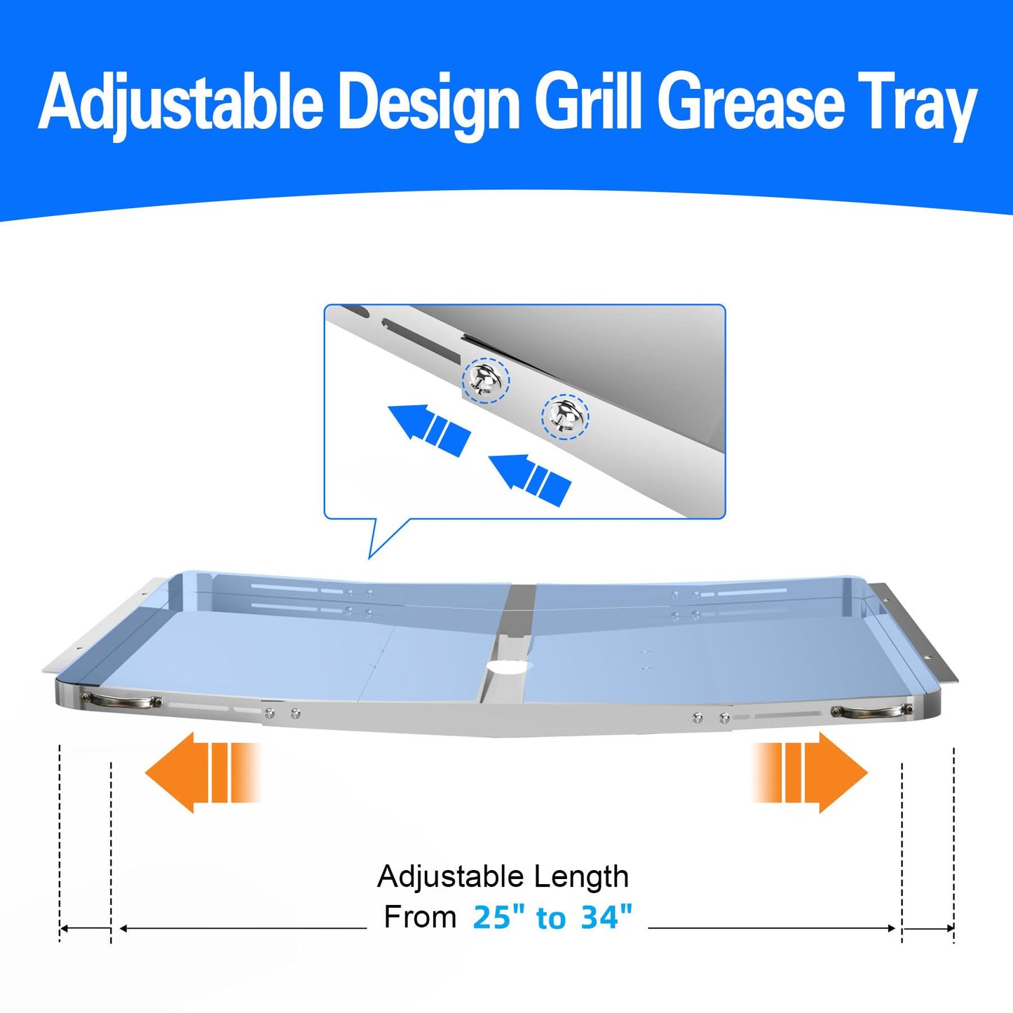 Grill Grease Tray Replacement for Dyna Glo with Catch Pan, Universal 25"-34" Adjustable Drip Pan Replacement for 4/5/6 Burner Gas Models from Nexgrill Charbroil Kenmore Expert Grill BHG Grease Tray