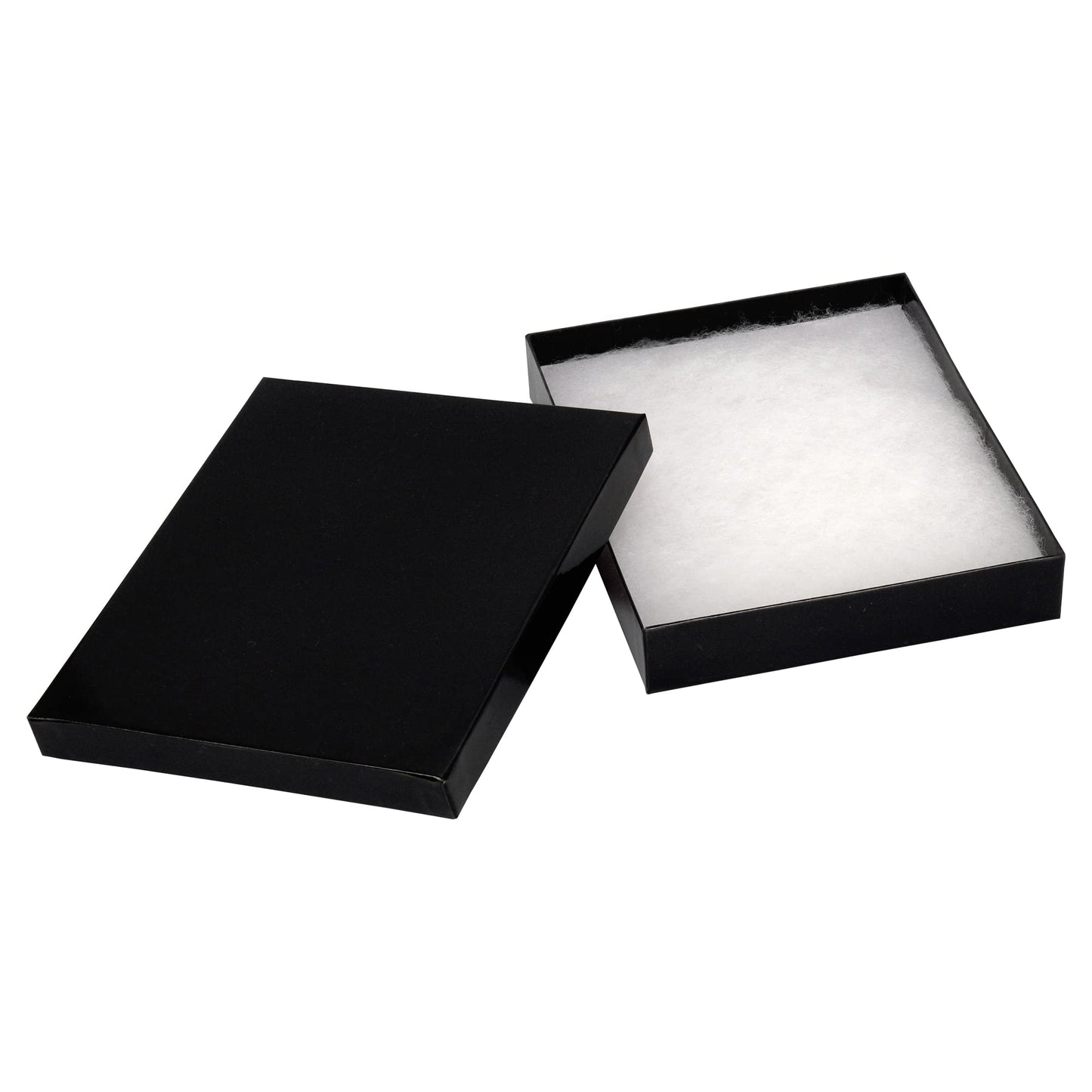 Cardboard Jewelry Boxes 10 Pack - 6"x5"x1" Bulk Cotton Filled Small Gift Boxes with Lids for Jewelry Packaging - Jewelry Gift Boxes for Shipping, Small Business, Accessories (Black)