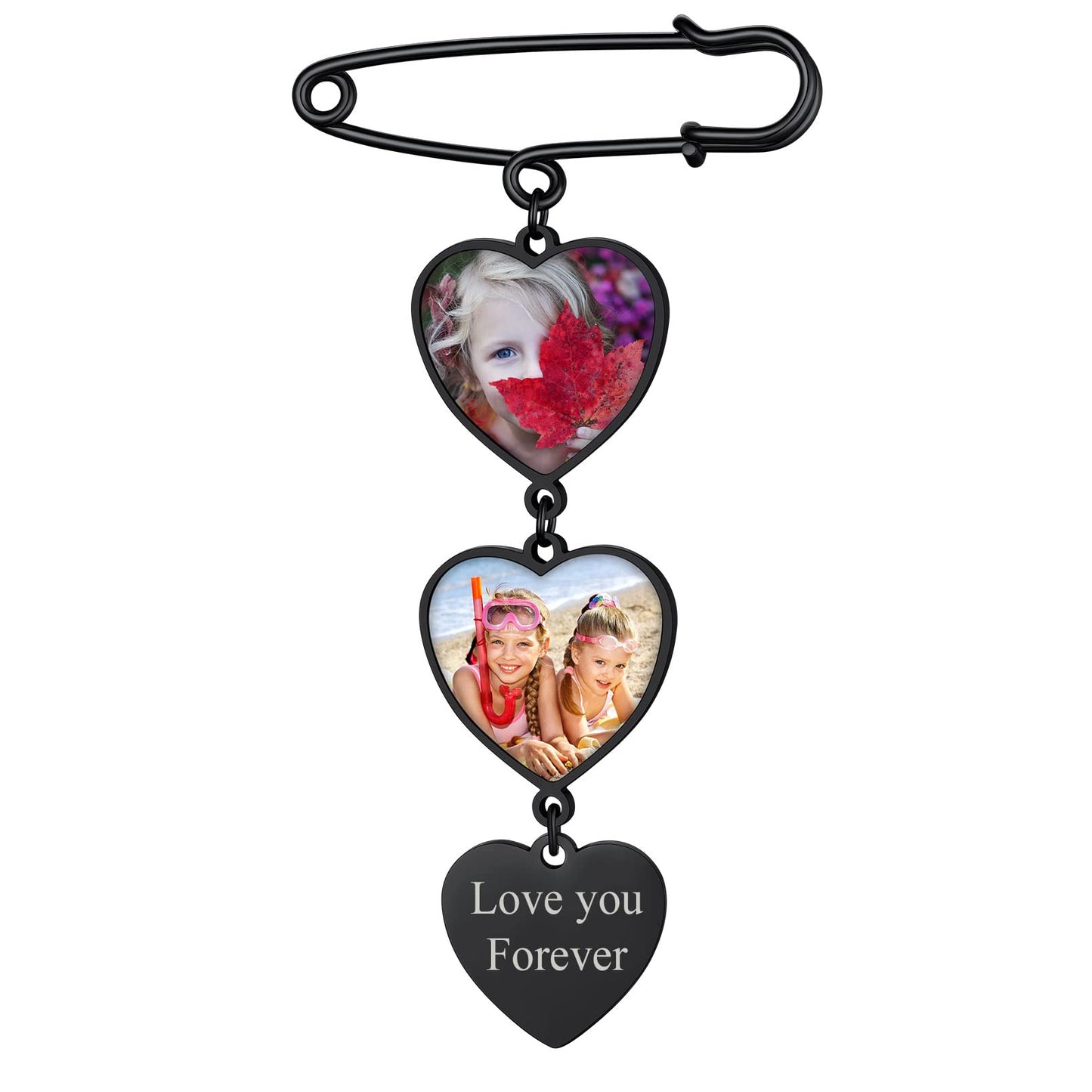 Custom4U Wedding Boutonniere Photo Pin Personalized Memorial Picture Brooch Pins