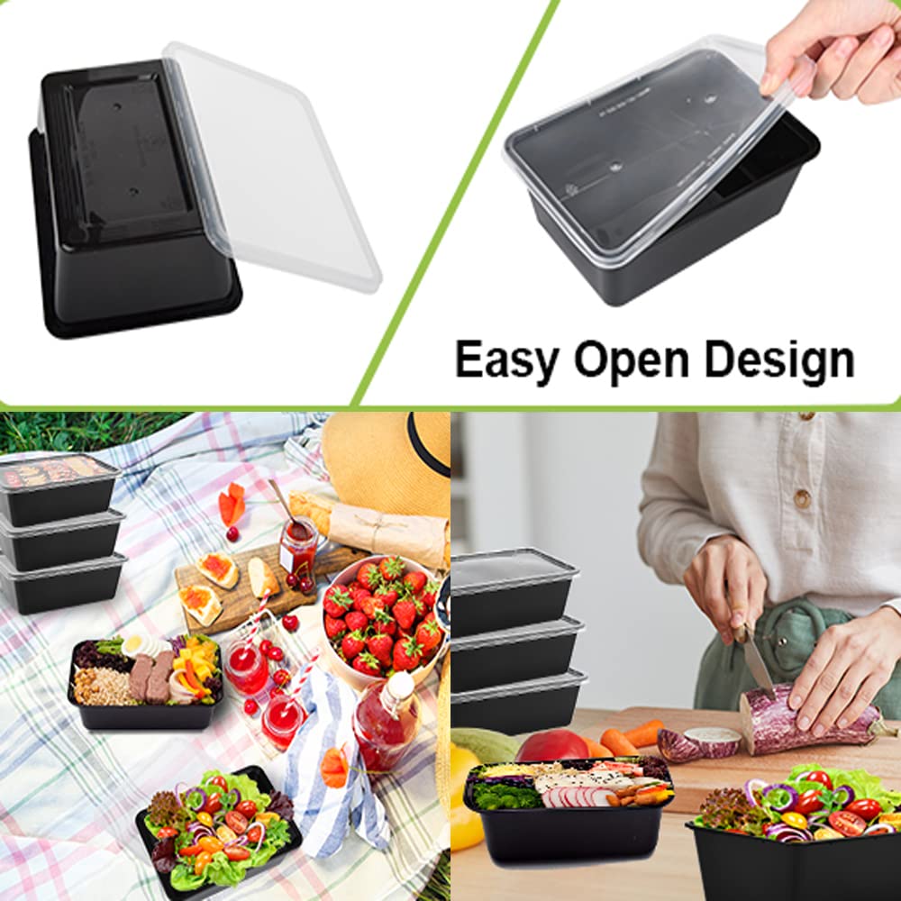 IUMÉ 50-Pack Meal Prep Containers, 26 OZ Microwavable Reusable Food Containers with Lids for Food Prepping, Disposable Lunch Boxes, Plastic Food Boxes- Stackable, Freezer Dishwasher Healthy