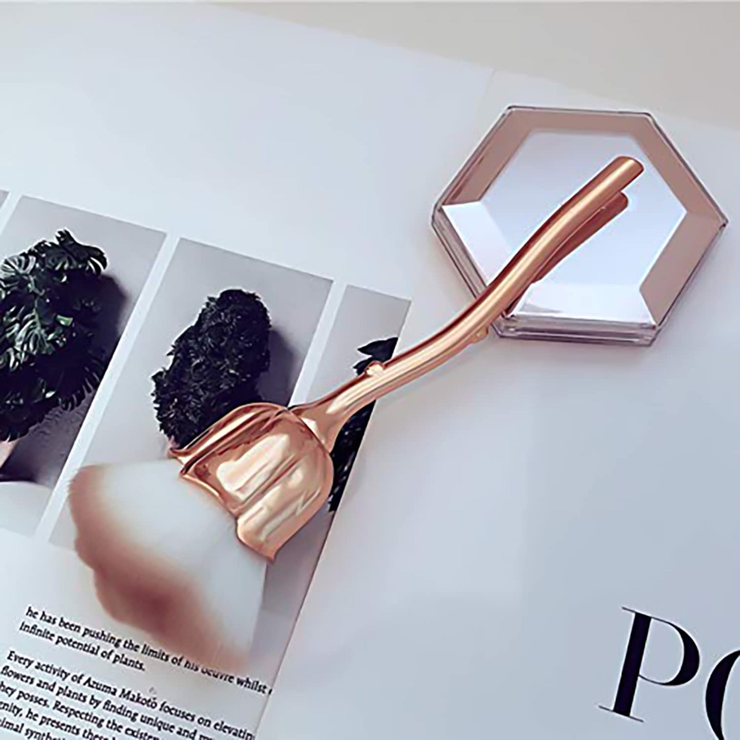 DANNEASY 2pcs Nail Dust Brush Rose Nail Brushes for Cleaning Dust Nail Powder Brush Nail Duster Makeup Blush Brush Acrylic Nail Art Brushes Nail Tools Kit