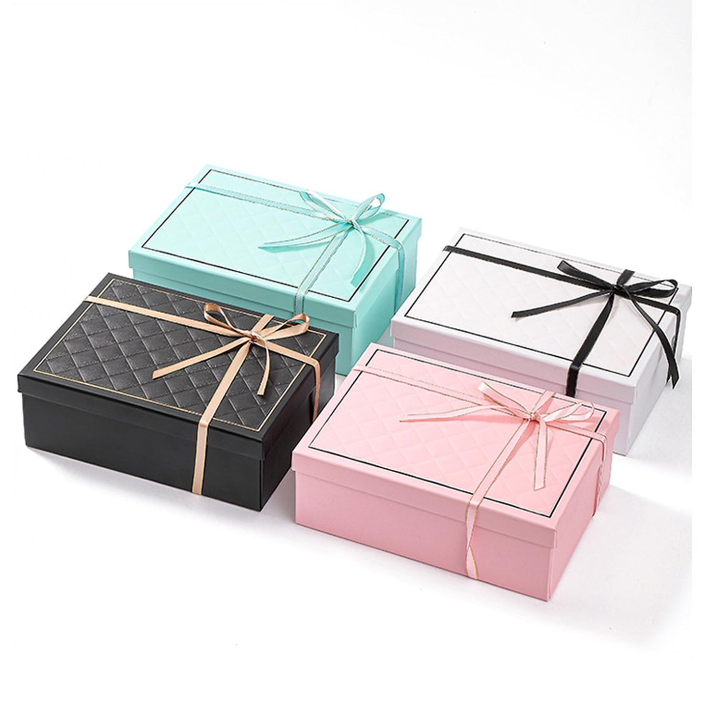 kaxilu Light yellow Gift Box Luxury With Lid & Ribbon, Foldable Gift Boxes 4 Pack 9.8x7x3.3Inches - Elegant Wedding & Birthday Packaging Gifts Box