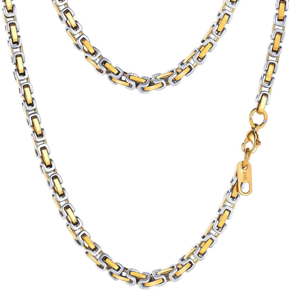PROSTEEL 4mm Byzantine Necklace Chain For Men Necklace 24 Inch Chains