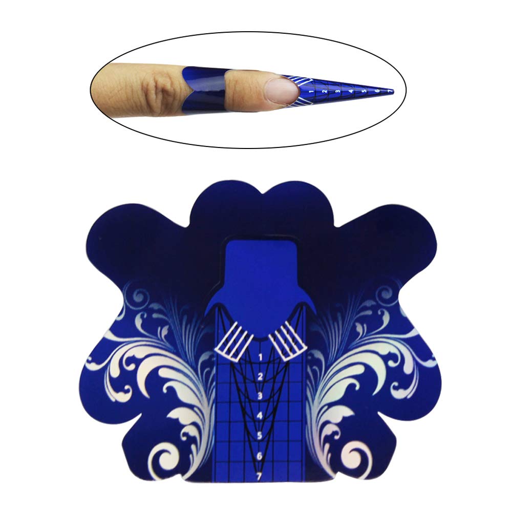 Finger Angel 500PCS Stiletto Nail Forms Acrylic Curve Nails UV Gel Nail Extension Nail Art Guide Form Self-Adhesive Sticker