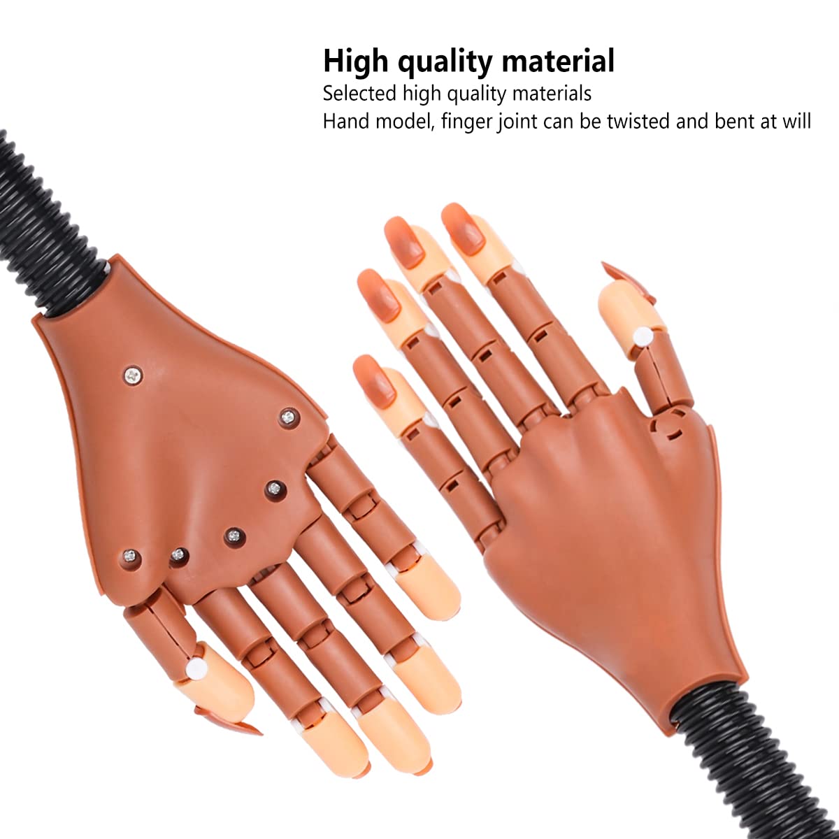 LIONVISON Practice Hand for Acrylic Nails - Flexible Movable Practice Nail Hand with 100 Pcs Refill Nail Tips