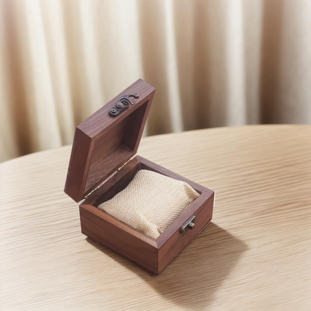 LONMAIX Walnut Wood Box for Crafts, Jewelry Box and watch box Wooden Keepsake Box Gift (Walnut)