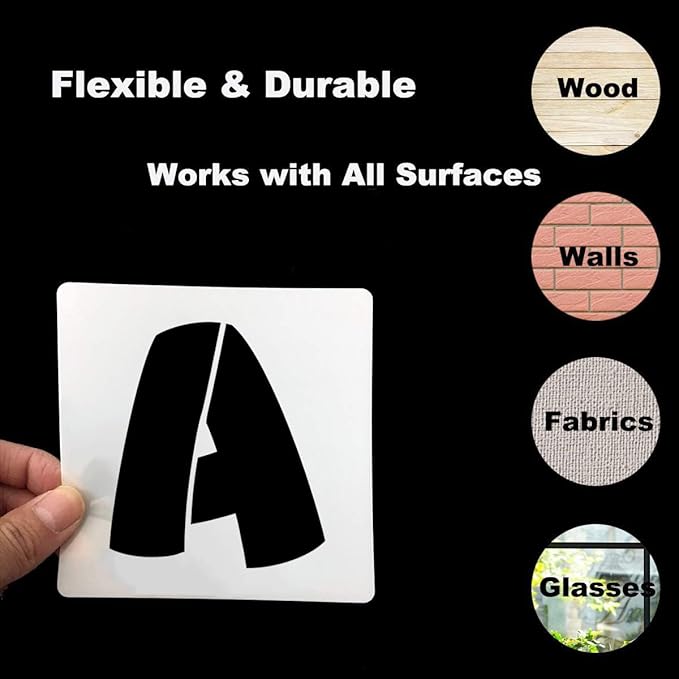 REOLAN 4 Inch Letter Stencils for Painting - 42 Pack Alphabet Letter and Number Stencil Templates with Signs for Painting, Reusable Letters and Numbers Stencils for Chalkboard Wood Signs & Wall Art