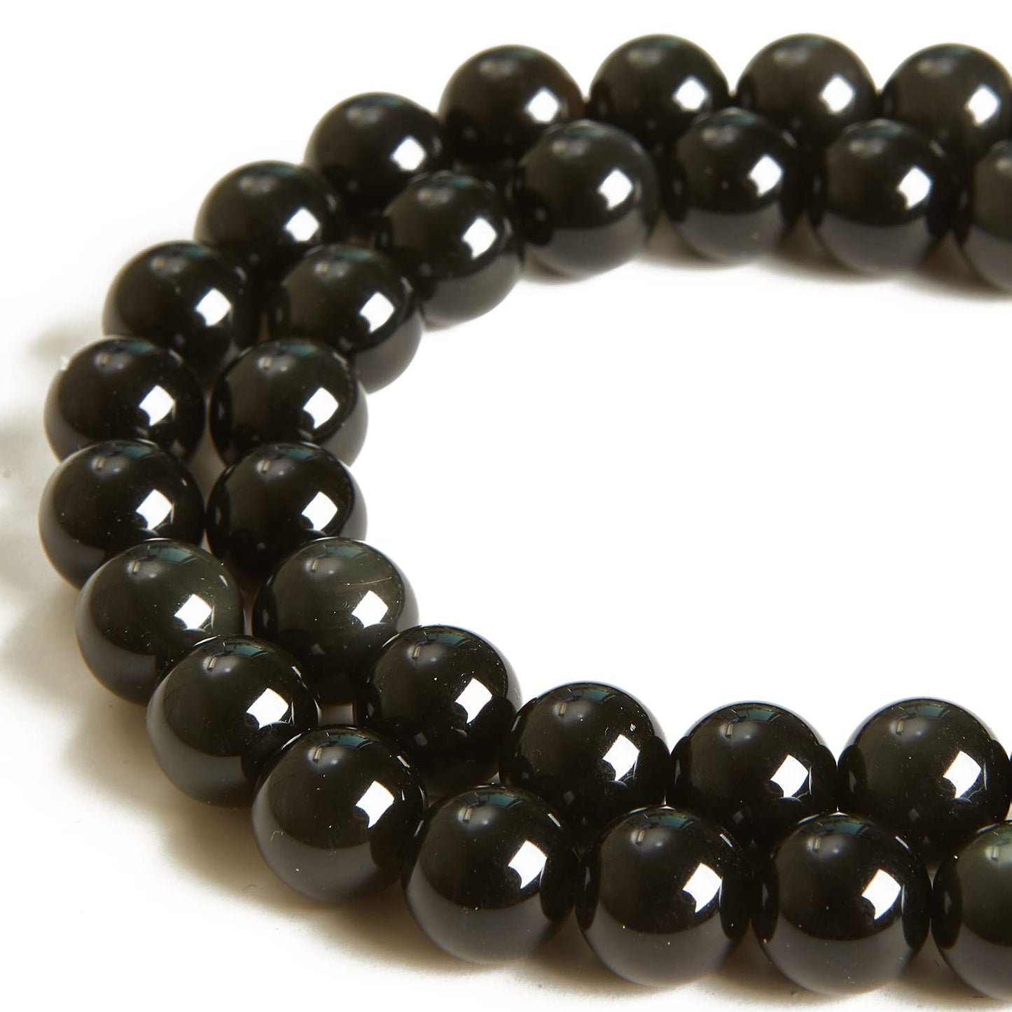 100pcs 8mm Black Obsidian Beads Natural Gemstone Beads Round Loose Beads for Jewelry Making