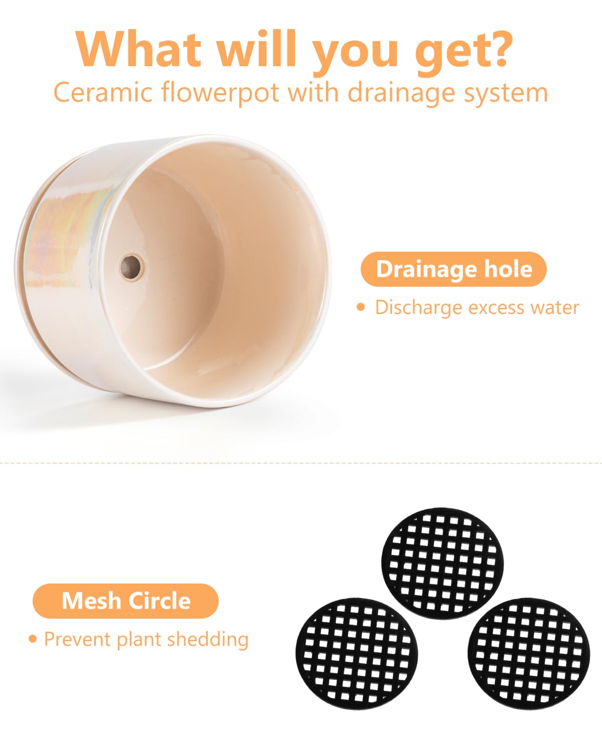 EFISPSS Plant Pots, 4+5+6 Inch Pots for Indoor Plants,Ceramic Planter Pot with Drainage Hole,Flower Pots for Succulent Cactus,Set of 3 - Rainbow Pearl Glaze