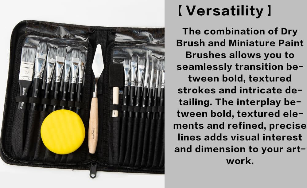 Mcenzinen 20 Pcs Paint Brushes, Professional Acrylic Paint Brush Set Artists Complete Range of Sizes with Palette Knife & Canvas Bag for Acrylic, Oil, Watercolor, Gouache