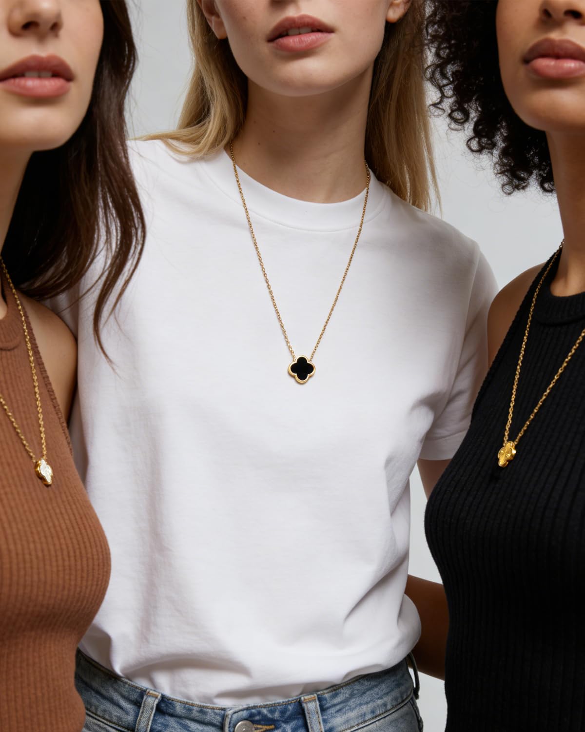 Aimétte Monette Dainty Four Leaf Clover Necklace for Women 18K Gold Plated Necklaces for Women Trendy Lucky Simple Women's Jewelry Sets Gifts Birthday Valentine's Day 3Pcs