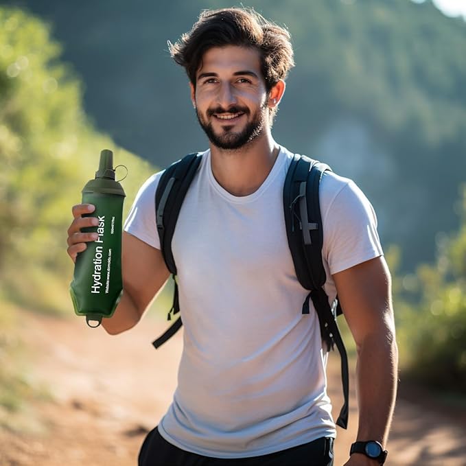 WILDREEDS 150ml Soft Flask, TPU Collapsible Soft Water Bottle for Hydration Pack, Running Vest, Folding Water Bottle for Hiking Cycling Climbing-1Pcs, Green