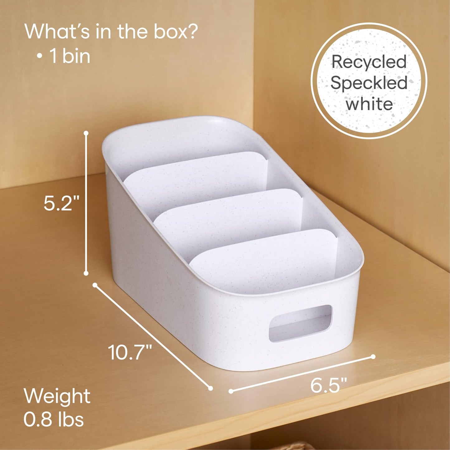 YouCopia ShelfBin Packet Organizer, 4-Tier Stairstep Raised Divided Bin, BPA-Free Storage Caddy for Kitchen Pantry and Cabinet Organization, Tea Bags, Medicine, and More