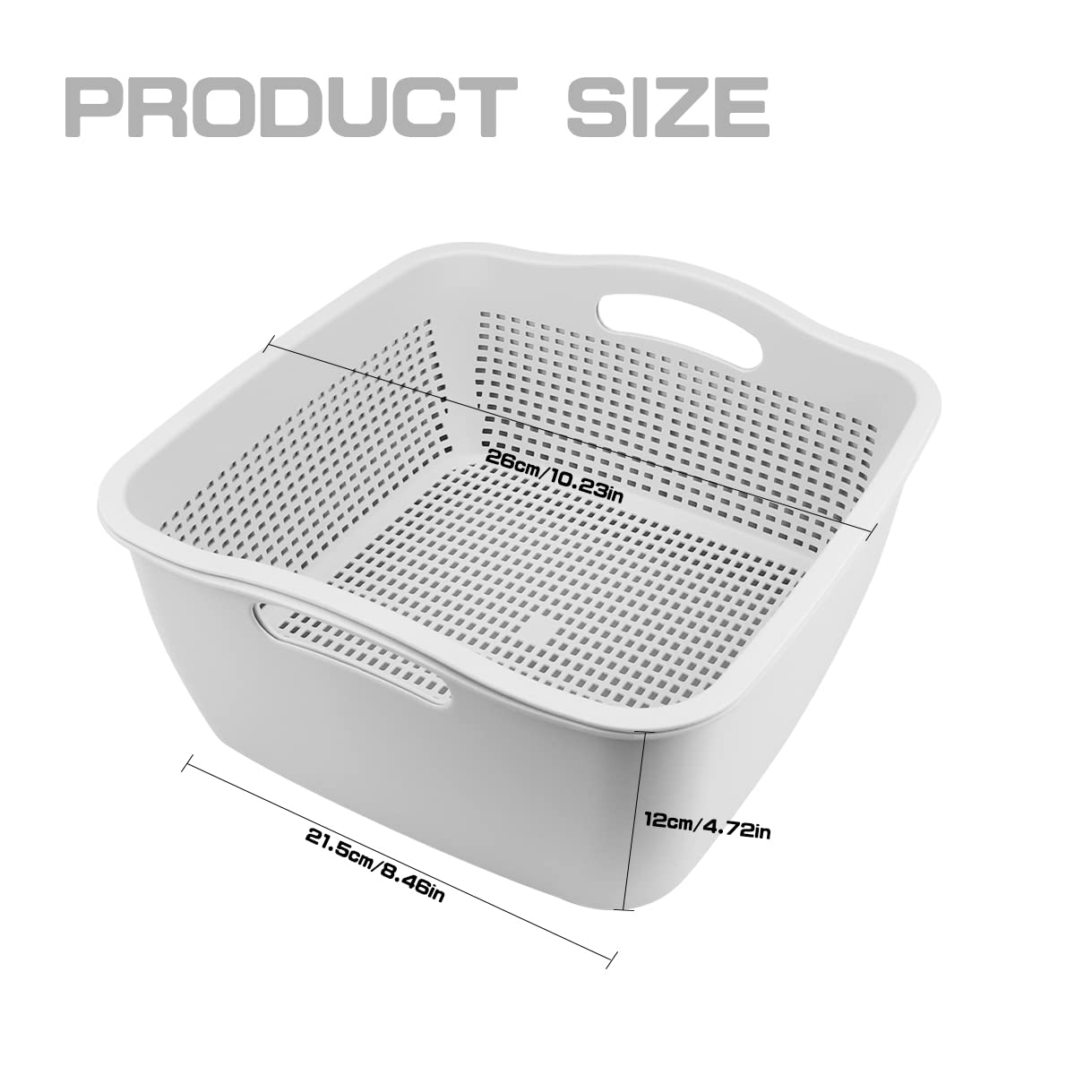 LNQ LUNIQI Double-layer Draining Basket Plastic Fruits Vegetable Washing Basket Food Storage Basket Multi-layer Stackable Vegetable Sinks Wash Drain Basket for Kitchen （Grey）