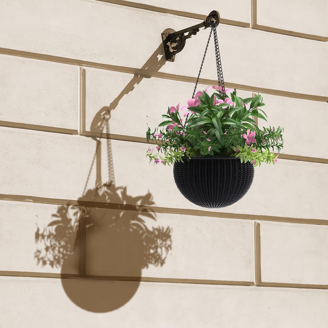 YSYONM Hanging Baskets Chains 16Inch Plant Hanging Chains 3 Leads Flower Pot Hanger for Bird Feeders, Planters, Lanterns and Ornaments (Black, 3Pack)