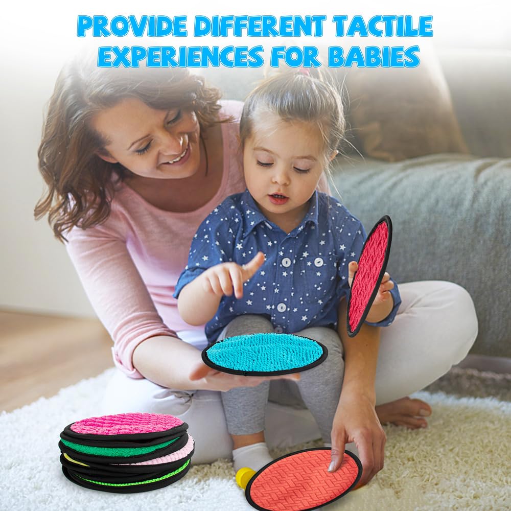 Inbeby 16 Set Round Sensory Mini Mats Textured Sensory Tiles - Sensory Toys for Autistic Children, Babies and Toddlers with Sensory Issues - Tactile Sensory Walls Sensory Mats for Fidgeting Activity