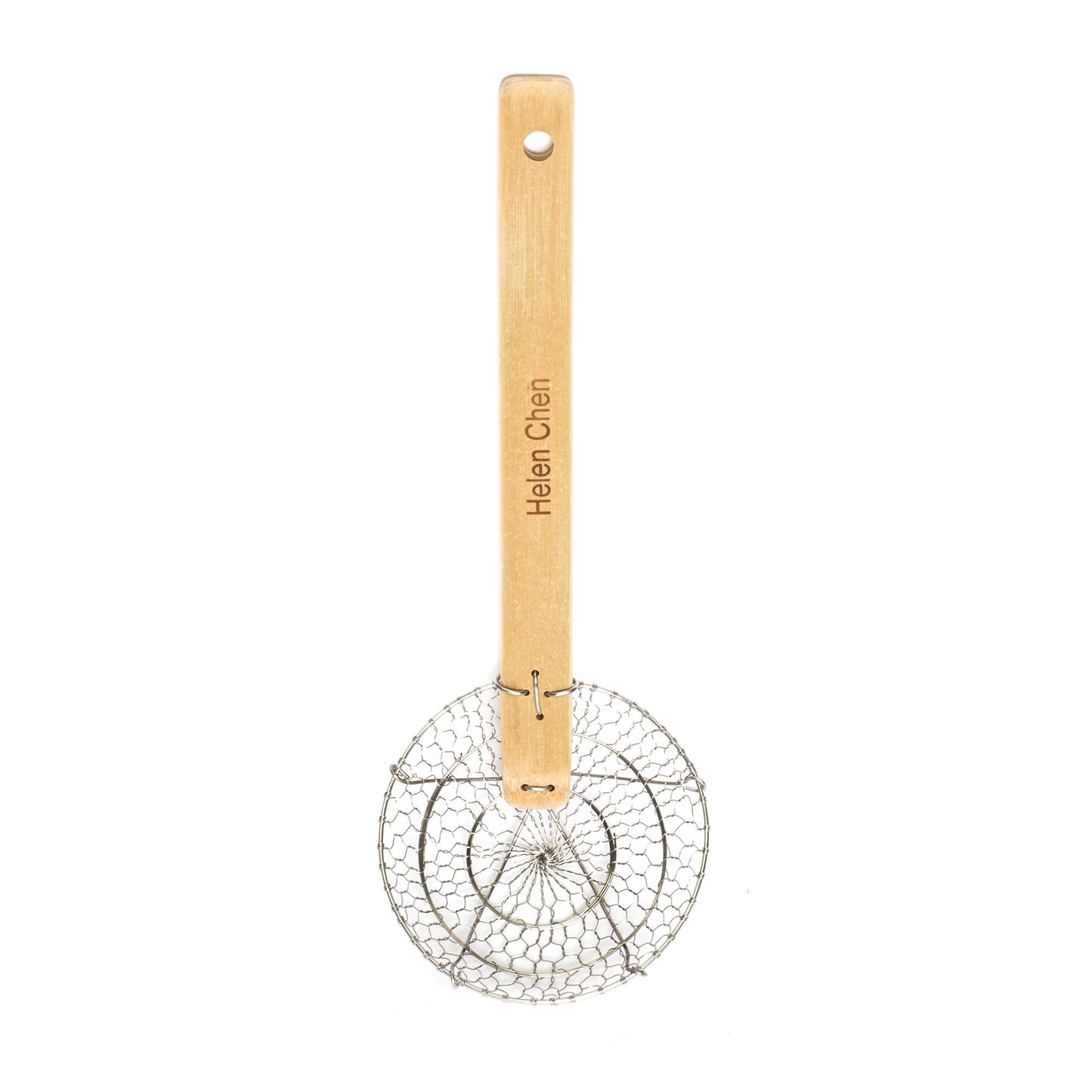 Helen's Asian Kitchen Spider Strainer, 5-Inch Stainless Steel Mesh Basket With Bamboo Handle, For Noodles, Dumplings, Wontons, Deep Frying, And Draining Tasks