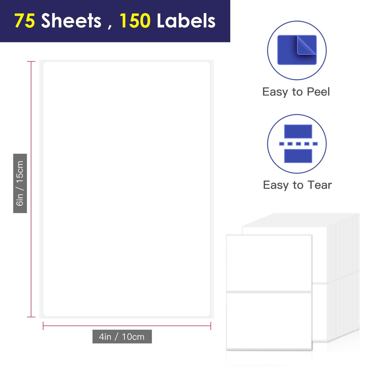 L LIKED 4"x6" Blank Removable Labels for Storage Bins, No Residue Handwritten Stickers for Boxes and Cases (150 Labels)