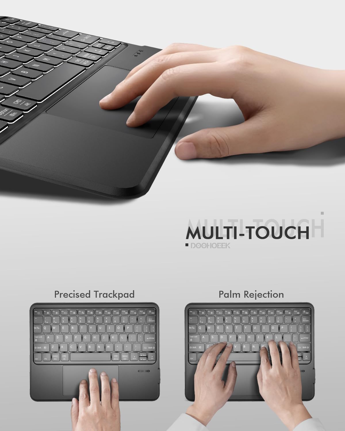 Universal Keyboard Case for 9-11 Inch Tablets, Bluetooth Detachable Keyboard for Android Tablets/iPads/Galaxy Tabs, Magnetic Backlit Keyboard with Washable Adhesive Mount & Any-Angle Stand & Trackpad
