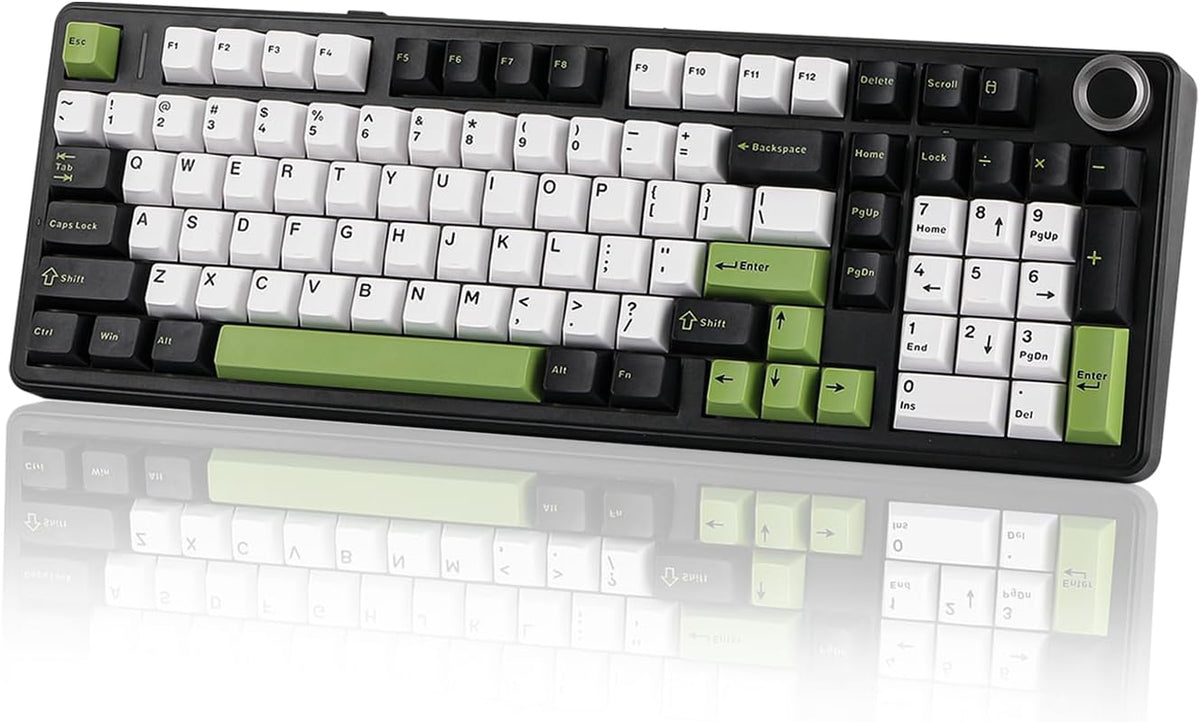 EPOMAKER X Aula F99 PRO Wireless Gaming Keyboard with 8000mAh Battery, Hot Swappable Creamy Keyboard, 2.4GHz/Type-C/BT5.0, NKRO, RGB Backlit for Win/Mac/Gaming (Black&White&Green)