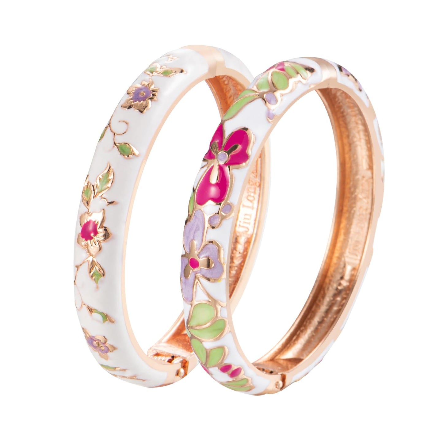 UJOY Cloisonne Bracelet Butterfly Hinge Indian Cuff Bangle Enameled Jewelry Bracelets for Women Gift Box 55A82-55A100 White
