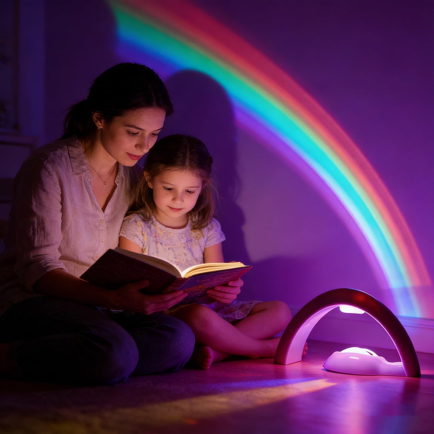 Rainbow Led Lights - USB Power Supply Rainbow Projector Signs Wall Decor, Rainbow Night Light for Girls Room Kids Gifts