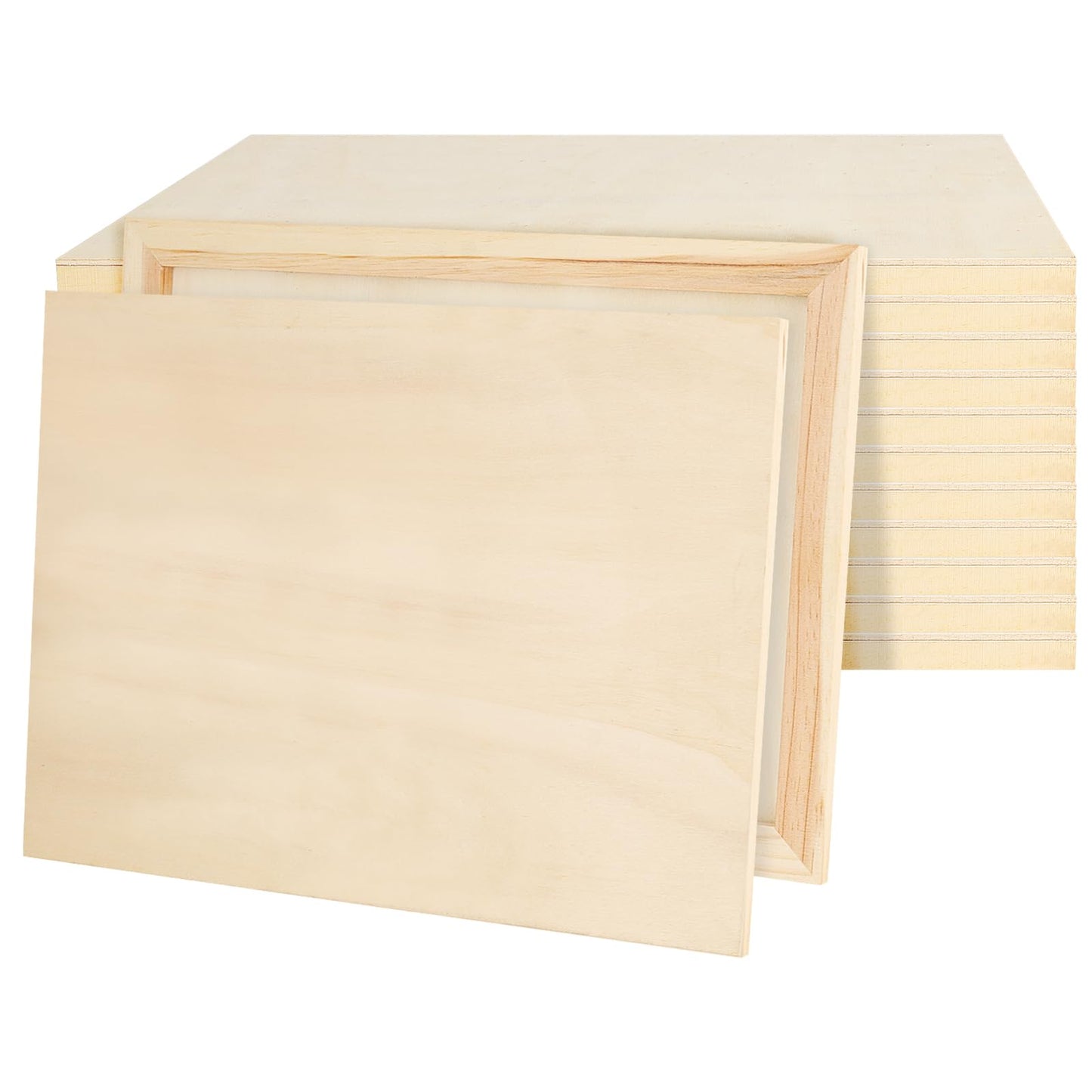 PINGEUI 12 Pack 9 x 12 Inch Blank Wood Canvas Panels, Unfinished Wooden Canvas Boards, Wood Cradled Painting Panel Boards, Artist Wooden Canvases for Painting, Pouring