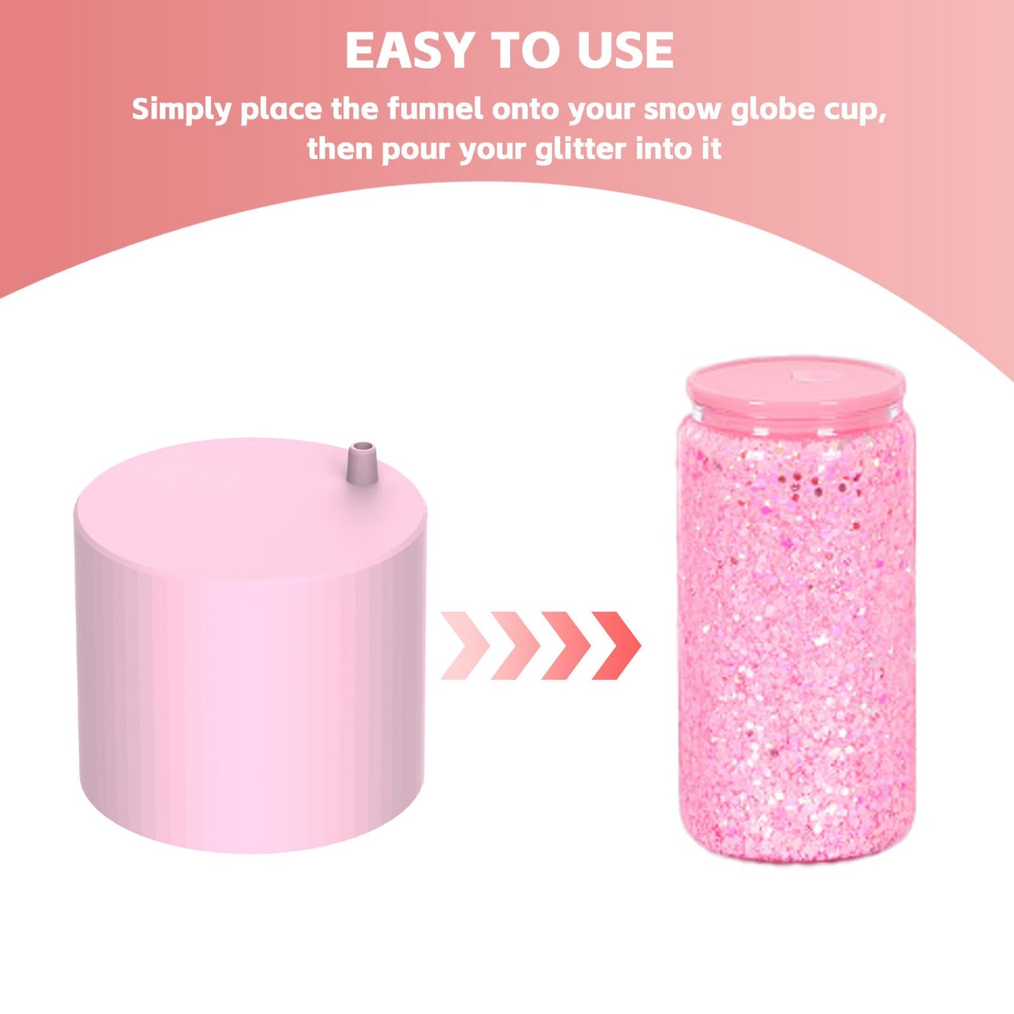 Snow Globe Glitter Funnel - Pink DIYGlitter Cup Making Tool for Adding Glitter to Snow Globe Tumblers, 1-Pack (Cups Not Included)