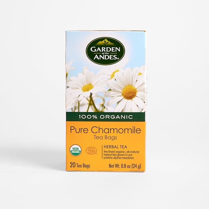 Garden of the Andes - Organic Chamomile Tea - 20 Tea Bags/Box, Pack of 6 (120 Count) - Caffeine-Free Herbal Infusion from Handpicked Flowers - Supports Digestive Comfort and Promotes Relaxation