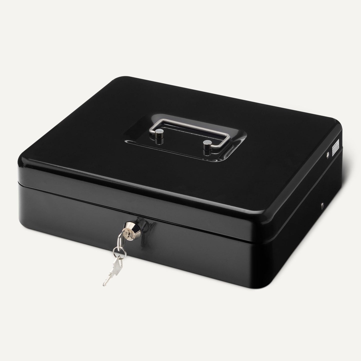 Amazon Basics Cash Box with Lock Key, Money Organizer Tray, 11.81" x 9.45" x 3.54", Black