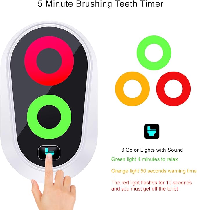 5 Minute Timer for Toilet, Funny Gift for Dad Mum, Festival Novelty Gift for Father's Day, Birthday, Christmas, Stocking Stuffer, Thanksgiving, White Elephant, Waterproof Timer with Lights (Whtie)