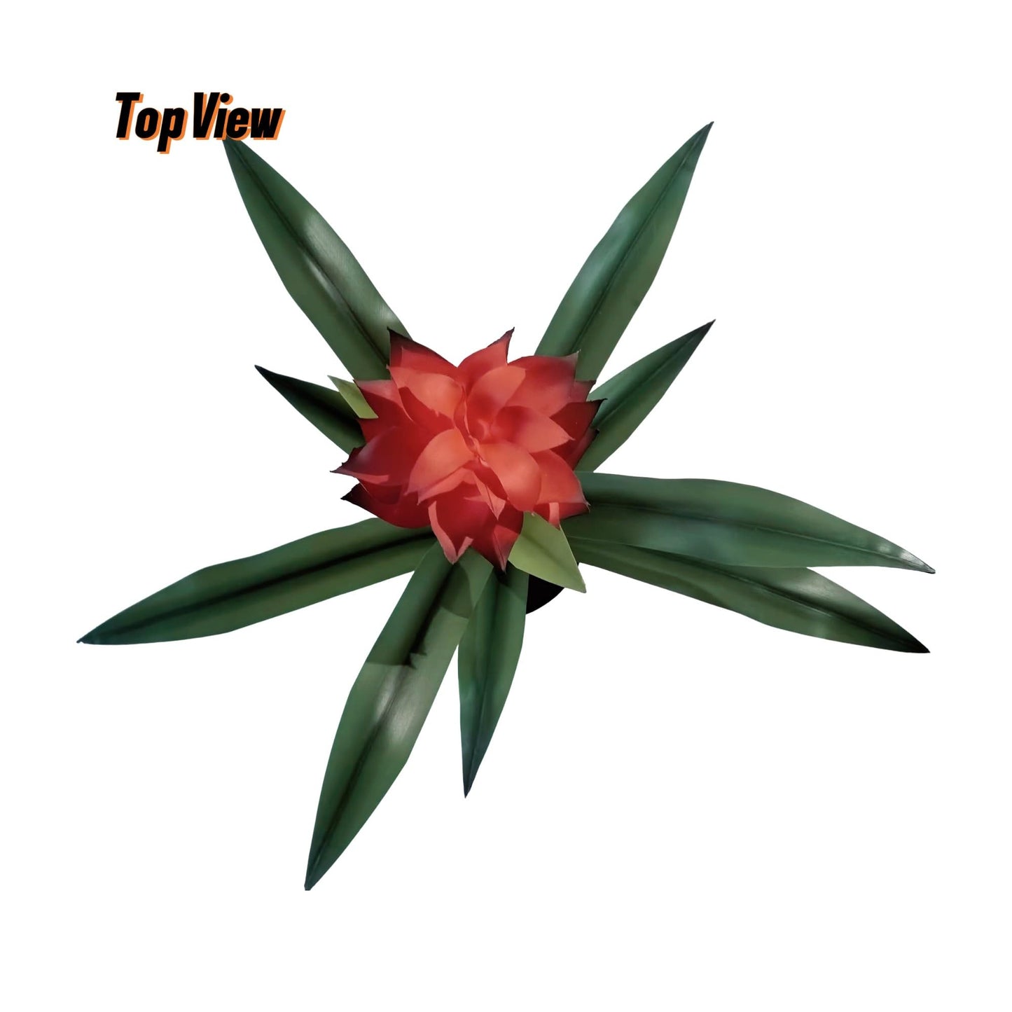 LNGODEHO 16'' Artificail Bromeliad Plant Greenery Hand Touch Leaf Flower in Pot for Indoor Outdoor Patio Garden Home Décor (Red)