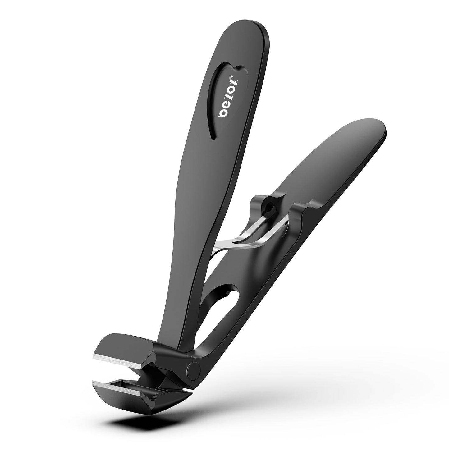 BEZOX Angled Head Toe Nail Clippers for Thick Nails – Straight Blade Toenails Clipper for Seniors, Ergonomic Nail Cutters with Catcher, Heavy-Duty Nail Trimmer - Black