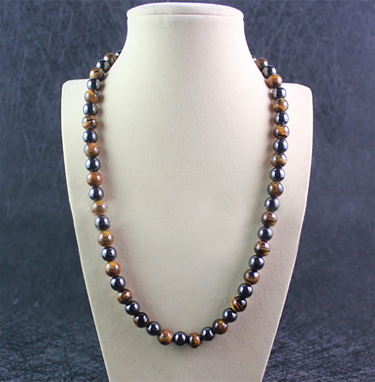 Premium Tiger Eye Beads Hematite Magnetic Therapy Necklace for Men and Women, Healing Crystal Stone Jewelry 20”Length